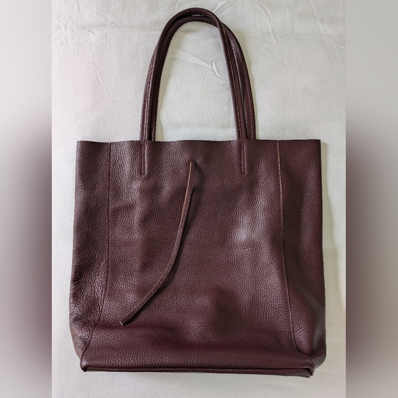 NEW La Borsa Italian Leather Tote Bag, Burgundy Color - Picture 4 of 13